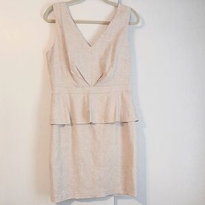 Badgley Mischka "Belle" Cream Midi Dress with Timeless Elegance in Size 12